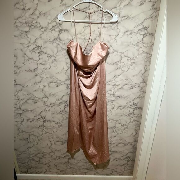 Significant Other T Back Satin Midi Dress - Picture 1 of 9
